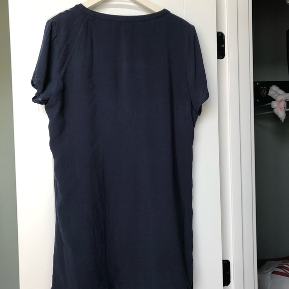 Navy cotton woven dress with embroidery - Picture 5 of 5